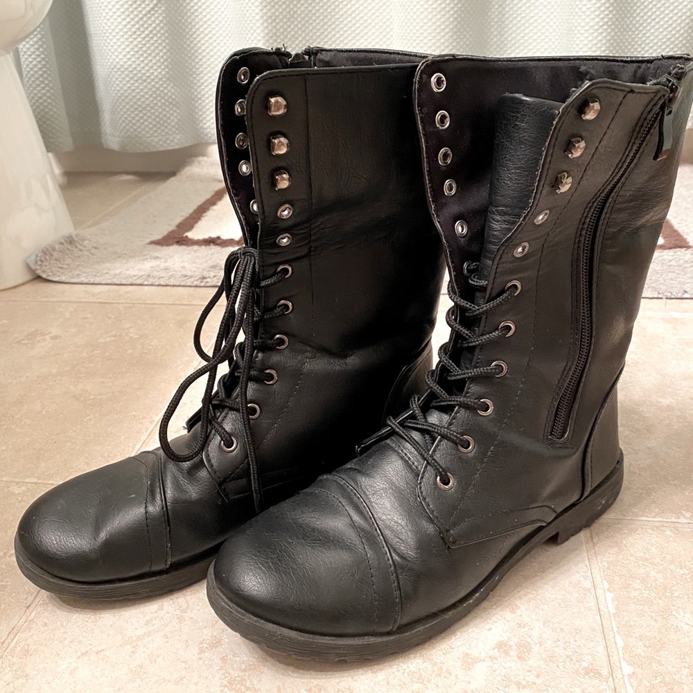 Women’s Tall Black Combat Boots